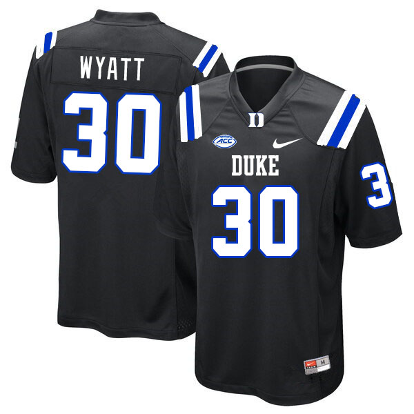 Men #30 Carter Wyatt Duke Blue Devils College Football Jerseys Stitched-Black - Click Image to Close